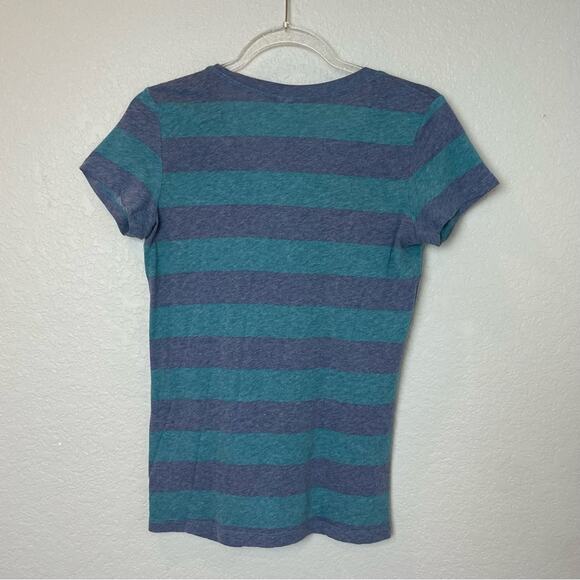 KIRRA Wide Striped Blue Scoopneck Tee - Vintage Feel - Size L - Picture 6 of 6
